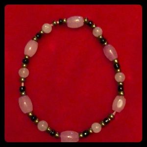 Clear & Rose Quartz bracelet 19cm, stretch